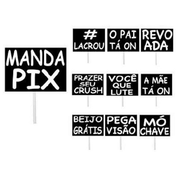 Pacote Plaquinha Cartonada Frases Divertidas 10 Unidades Fotos Engraçadas Bloquinho Carnaval Festa Balada Formatura Debutante Casamento