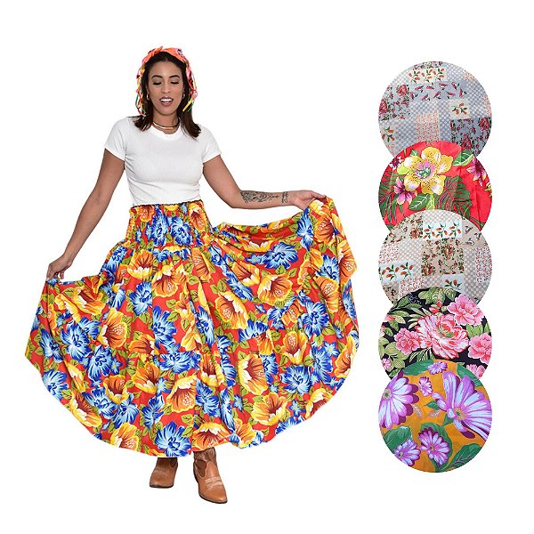 Saia de Carimbó Adulto Rodada Dança de Roda Festa Típica Prenda Gaúcha Tradicional Brasileira Festa Junina Arraiá Caipira