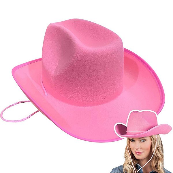 Chapéu Country Rosa Cowgirl Boiadeira Adulto Festa Junina Peoa Vaqueira Rodeio São João Caipira