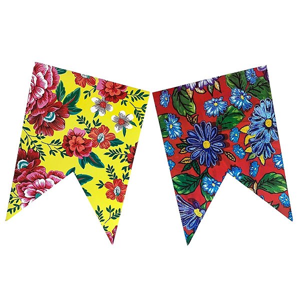 Bandeirinha de Tecido 5 Metros Enfeite Junino Bandeirola Decoração Festa Junina São João Arraiá Bandeira com Cordão
