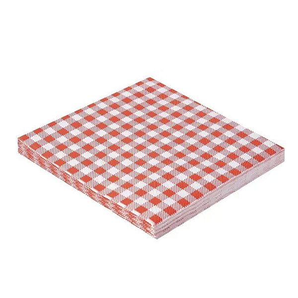 Guardanapo Descartável Xadrez Vermelho Decoração de Mesa Tema Caipira Piquenique Enfeite Comemoração Festa Junina Arraiá São João