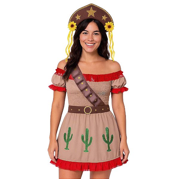 Fantasia Maria Bonita Adulto Vestido de Cangaceira Roupa Típica Cangaço Tradicional Nordestina Festa Junina São João Arraiá Caipira Lampião Luiz Gonzaga Gonzaguinha