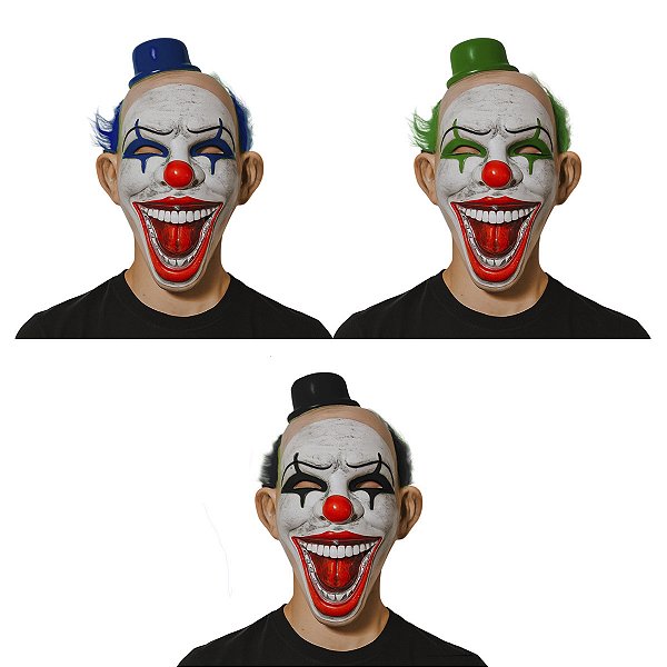 Máscara Palhaço Macabro Smile Halloween Coringa Assassino Sorriso Acessório Fantasia Festa Halloween Noites do Terror Dia das Bruxas