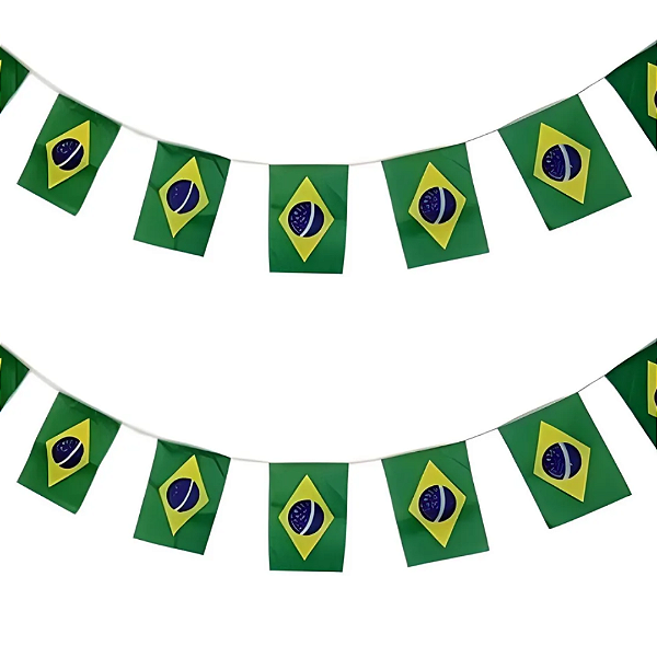 Varal de Mini Bandeiras do Brasil Bandeirinhas Decoração Copa Do Mundo de Futebol Torcida Seleção Brasileira Jogos Olímpicos Desfile 7 de Setembro Festa das Nações
