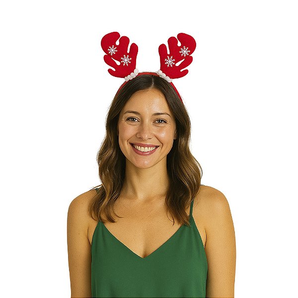 Tiara De Rena Arquinho Natalino Arco com Chifres De Rena Alce Acessório Noite de Natal Ajudante Papai Noel