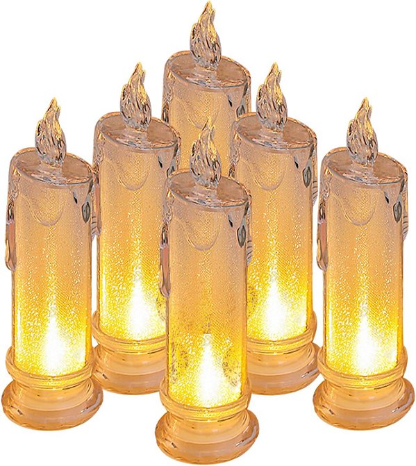 Vela Transparente Eletrônica Com Chama Artificial de Led Bateria Decoração de Mesa Natal Enfeite de Mesa Halloween Comemoração Dia dos Namorados Festa de Aniversário Casamento Debutante Dia das Mães Dia dos Pais