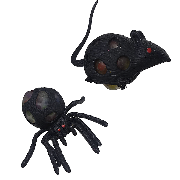 Bichos Gelatinosos Rato Aranha Geleca Decoração Halloween Dia das Bruxas Enfeite Bicho Brincadeira Pegadinha Amigo da Onça