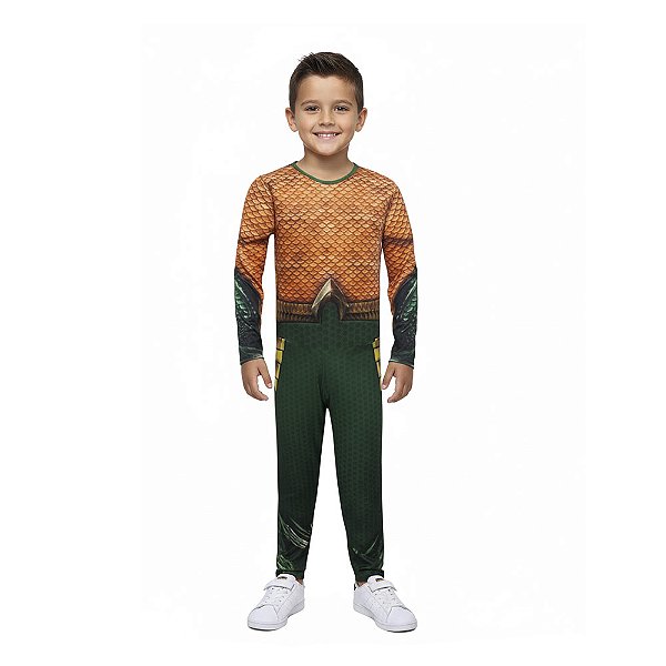 Fantasia Aquaman Adulto Macacão Longo Super Herói Personagem Liga da Justiça Cosplay Recreação Animação de Festa de Aniversário Dia das Crianças Carnaval Bloquinho