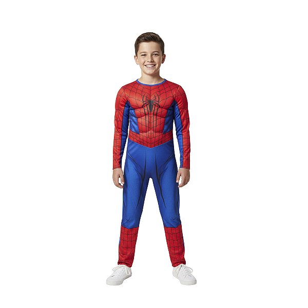 Fantasia Homem Aranha Infantil Macacão Longo Super Herói Personagem Spiderman Vingadores Festa Carnaval Dia das Crianças Presente de Aniversário Menino