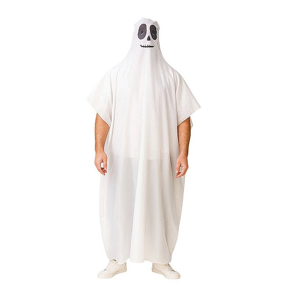 Fantasia Túnica de Fantasma Adulto Capa Assombração Assustador Ghost Caça Fantasma Festa Halloween Dia das Bruxas Noites do Terror Morte Zumbi