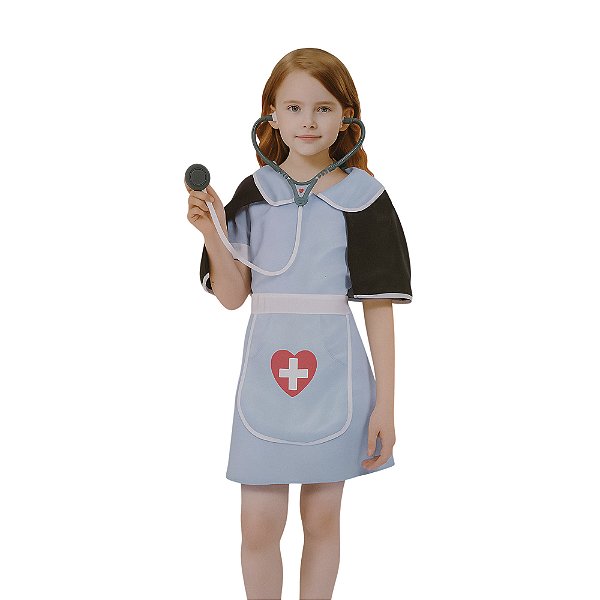 Fantasia Enfermeira Infantil Anestesista Cirurgiã Médica Socorrista Hospital Uniforme Profissões Femininas Festa de Aniversario Menina Bloquinho Carnaval