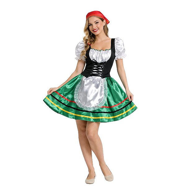 Fantasia Camponesa Italiana Holandesa Alemã Adulto Vestido Típico Países Festa Temática Cultural Feira das Nações Traje Tradicional Folclore
