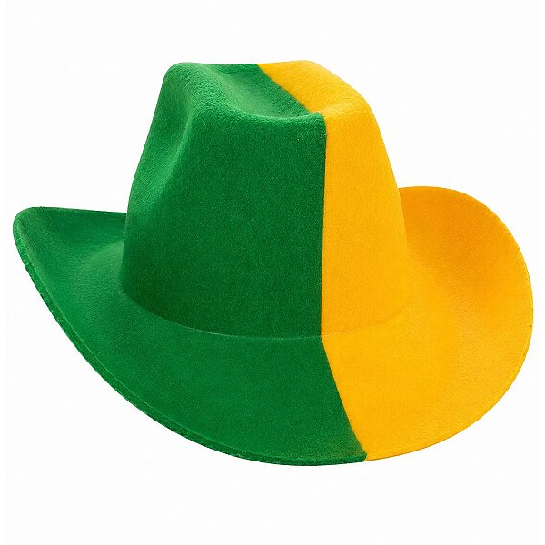 Chapéu Cowboy Country Brasil Verde e Amarelo Torcida Seleção Brasileira Copa do Mundo Jogos Olímpicos Desfile 7 de Setembro Festa das Nações