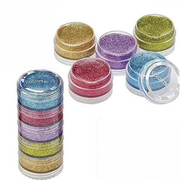 Kit Glitter Cremoso Light com 5 Cores Brilho Colorido Maquiagem Facial Pintura Corporal Make Carnaval Bloquinho Folia