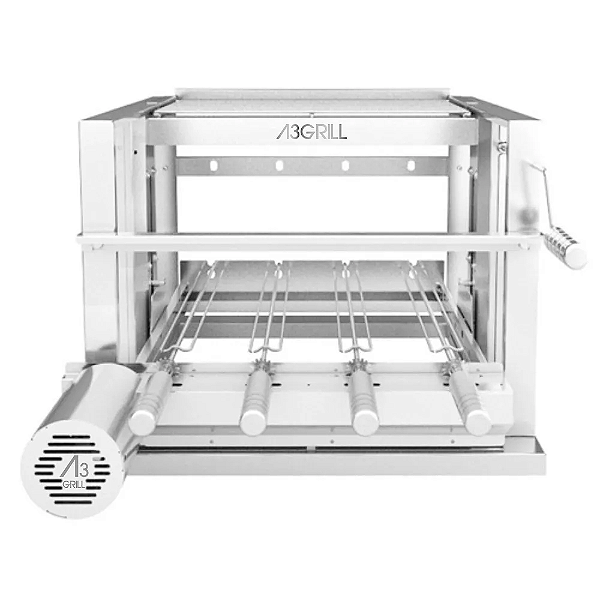 Grill A3 Com Grelha Elevatória E Motor Giratório - 585 Para 4 Espetos