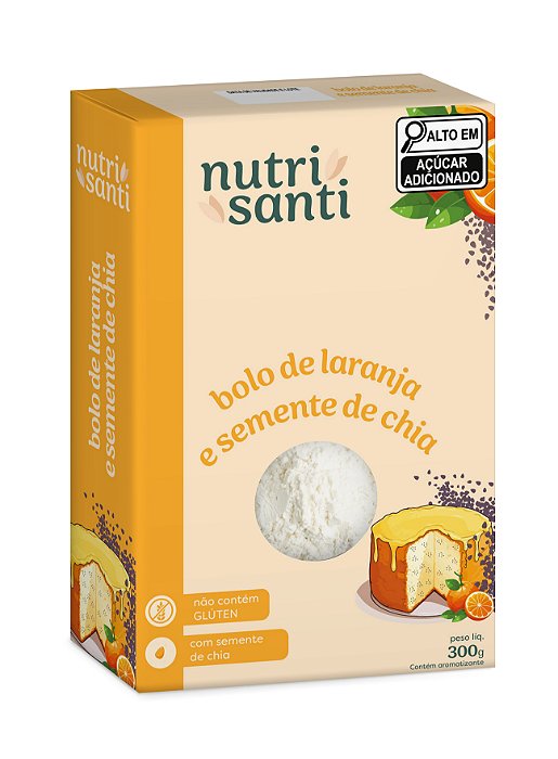 BOLO SEM GLÚTEN DE LARANJA COM SEMENTE DE CHIA - NUTRISANTI - 300G