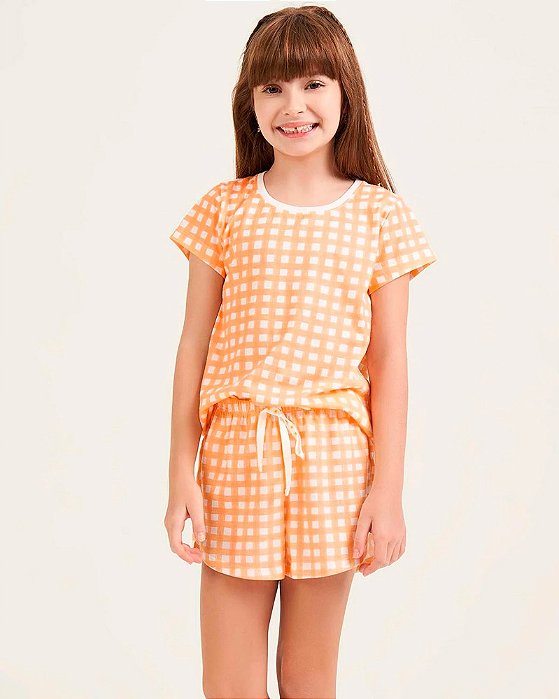 SHORT DOLL MANGA CURTA INFANTIL LARANJA 67592