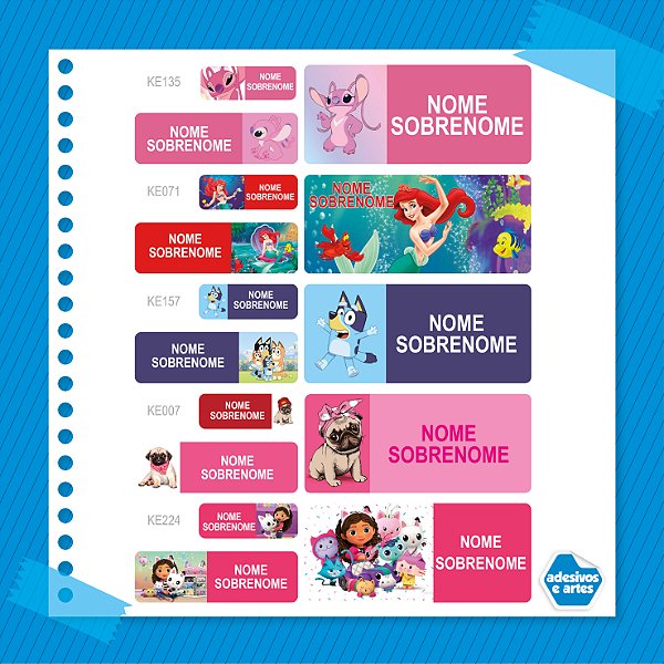 Kit Adesivo Escolar - Temas Infantis