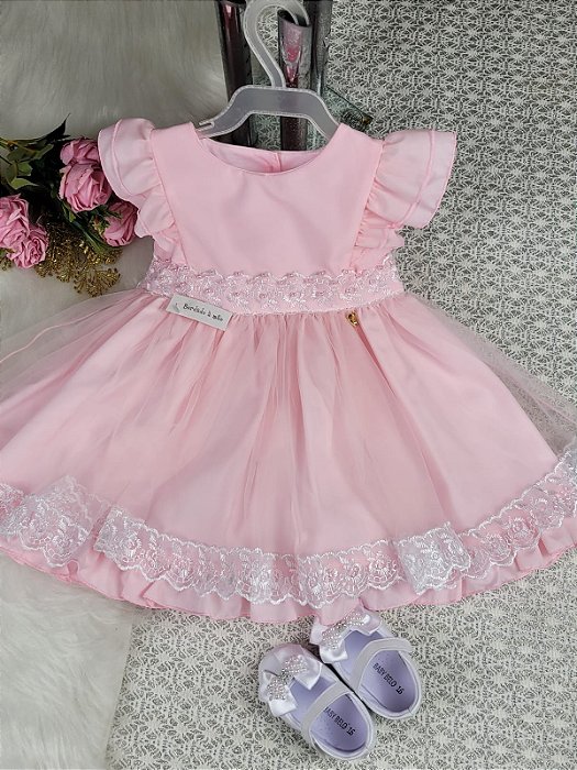 Vestido de Festa Infantil Rosa LLK - Cod: 482 (P, ao G)