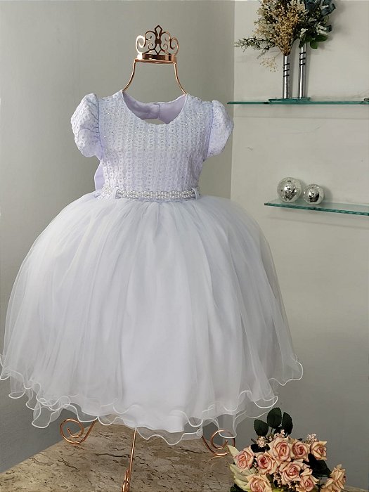 Vestido Infantil Branco - Cod : 2329 ( 1, 2 e 3)