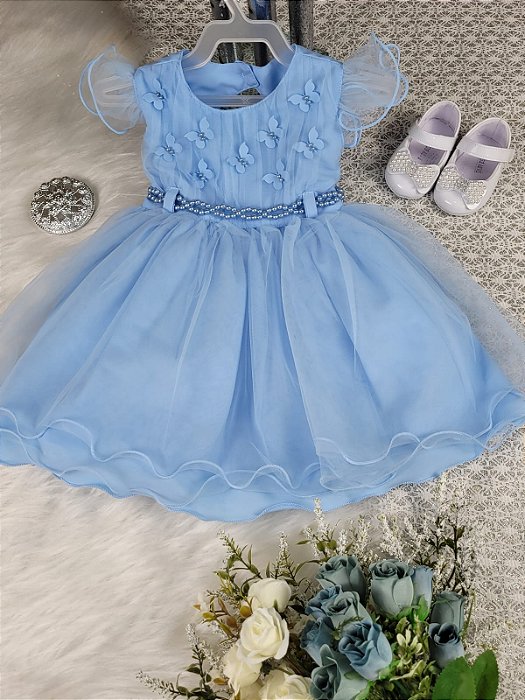 Vestido de Festa Infantil Azul - Pekeninos Kids Store