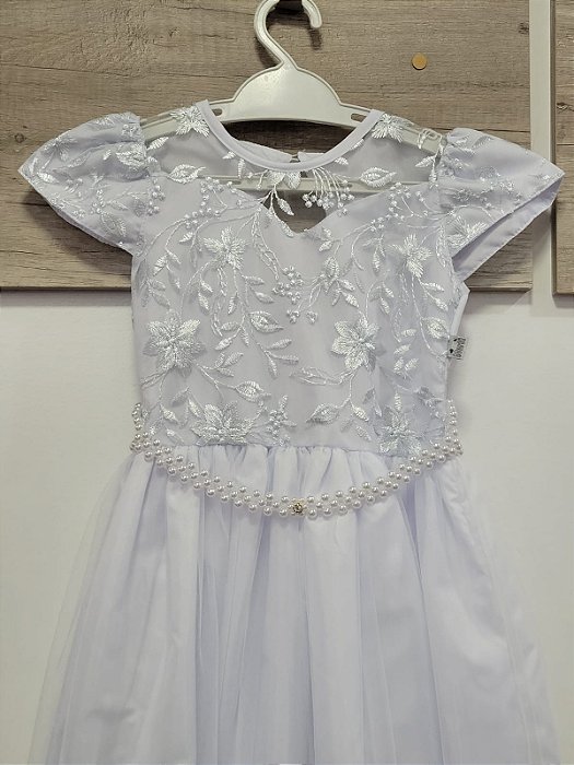 Vestido Longo Luxo Juvenil Branco - Pekeninos Kids Store