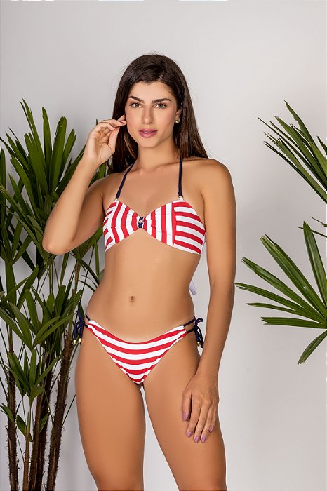 Biquíni Listrado Vermelho Yara
