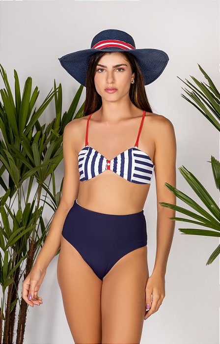 Biquini Listrado Azul Marinho Janaína