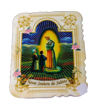 Cartão Nsra Salette com medalha gota e oração