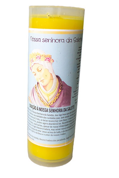 Vela aromática mel Votiva Nsra Salette c/PVC e oração