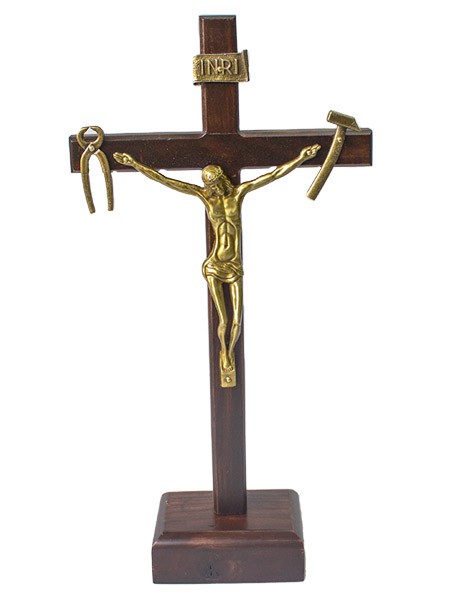 Crucifixo de madeira escura porta/mesa Nsra Salette