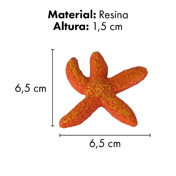 ENFEITE DE RESINA SOMA INVERTEBRADO ESTRELA DO MAR LARANJA 01