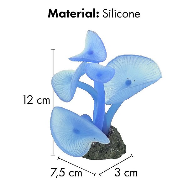 ENFEITE DE SILICONE SOMA CORAL MUSHROOM LONG STEM AZUL