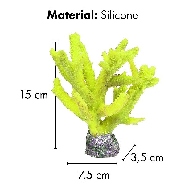 ENFEITE DE SILICONE SOMA CORAL ACROPORA PORITES AMARELA