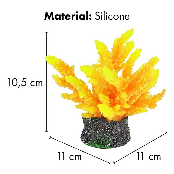 Enfeite De Silicone Soma Coral Acropora Amarela E Rosa