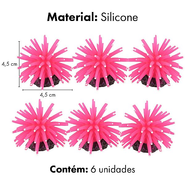 ENFEITE DE SILICONE SOMA ANEMONA SHORT ROSA 4,5 CM(6 UN)