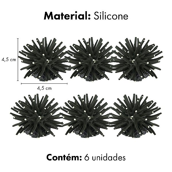 ENFEITE DE SILICONE SOMA ANEMONA SHORT PRETA 4,5 CM(6 UN)