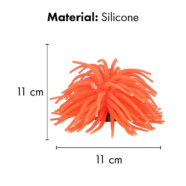 ENFEITE DE SILICONE SOMA ANEMONA SHORT LARANJA 11 CM