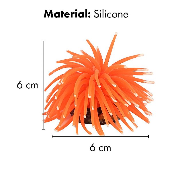 ENFEITE DE SILICONE SOMA ANEMONA SHORT LARANJA 6 CM