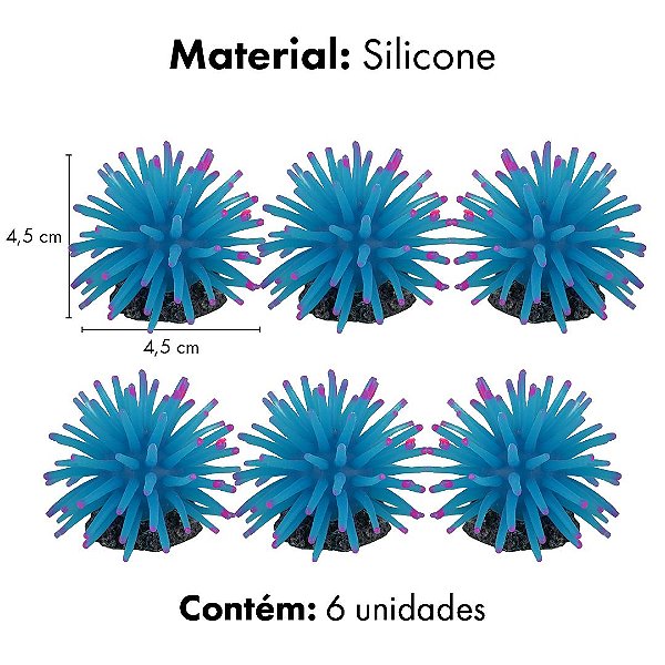 ENFEITE DE SILICONE SOMA ANEMONA SHORT AZUL 6 CM