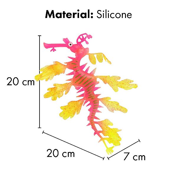 ENFEITE DE SILICONE SOMA JELLY DRAGAO DO MAR AMARELO E ROSA