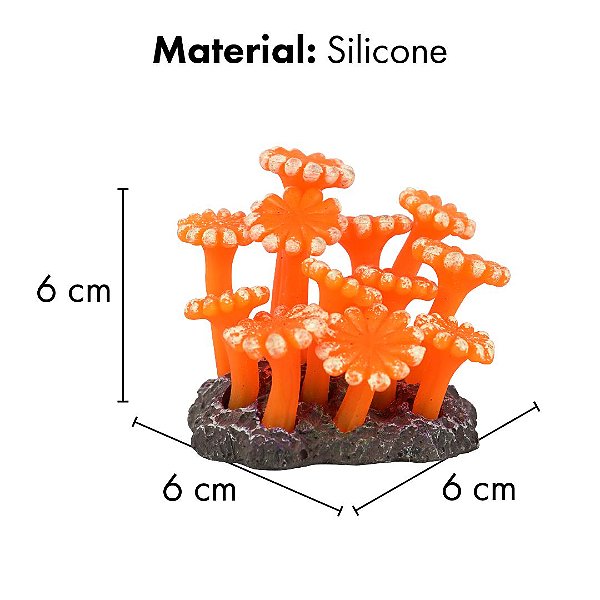 ENFEITE DE SILICONE SOMA CORAL ZOANTHUS PALITHOA LARANJA