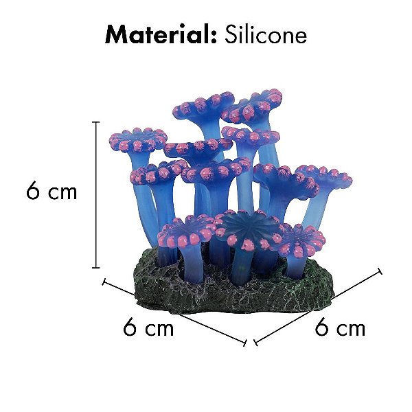 ENFEITE DE SILICONE SOMA CORAL ZOANTHUS PALITHOA AZUL