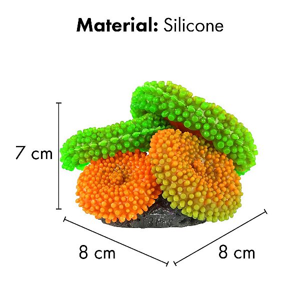 ENFEITE DE SILICONE SOMA CORAL RICORDEA VERDE E LARANJA