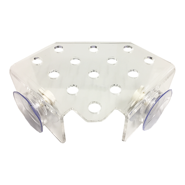 SUPORTE DE ACRILICO SOMA COM VENTOSA DE PRESSAO (14X14X6CM) 13 FUROS