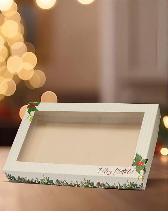 Caixa com visor Feliz Natal (10 unidades)