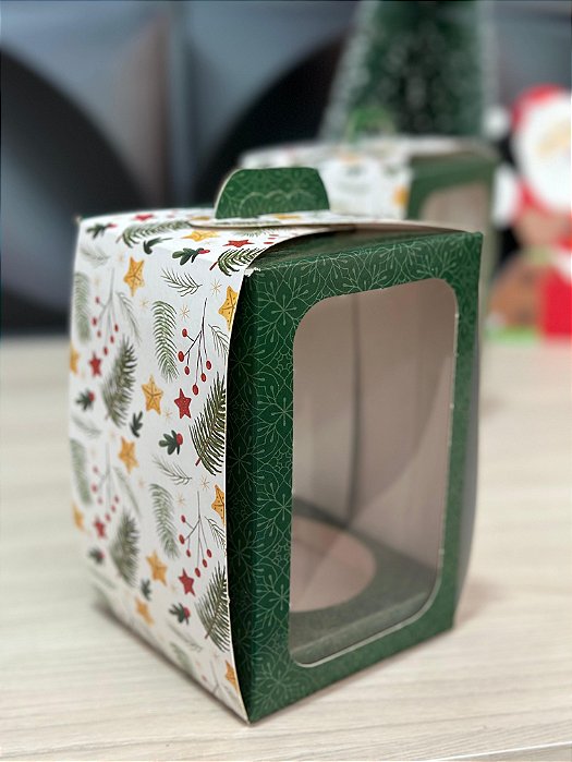 Caixa para mini panetone 100 gr - Natalina (10 unidades)