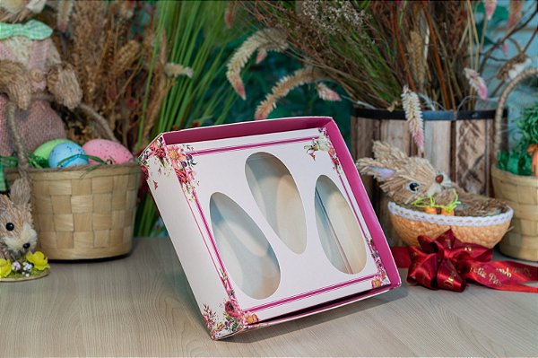Caixa para três ovos de Páscoa - Bunny Elegant rose (20 unidades)