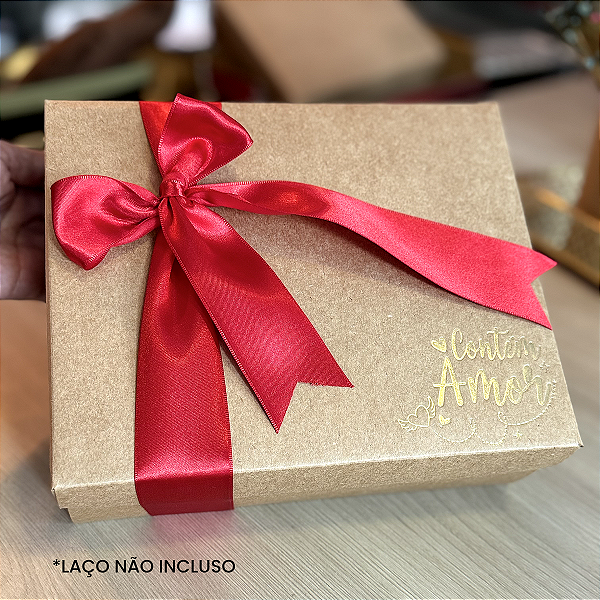 Caixa Kraft com aplicação Hot Stamping Ouro -  Contém Amor (10 unidades)