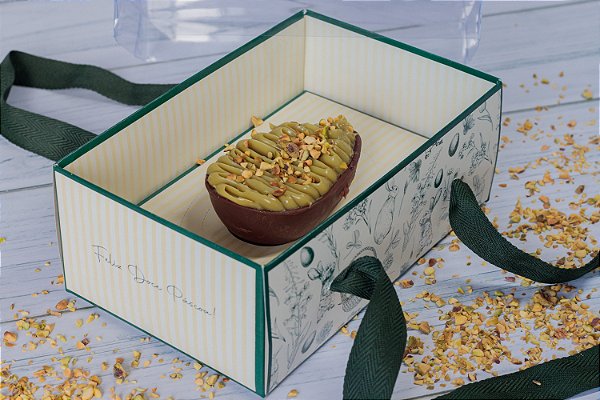 Caixa com alça para 1 ovo de Páscoa -Coleção Esperança Green (20 unidades)